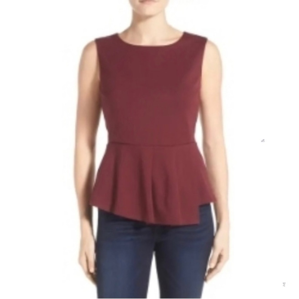 Halogen Peplum Burgundy Knit Top